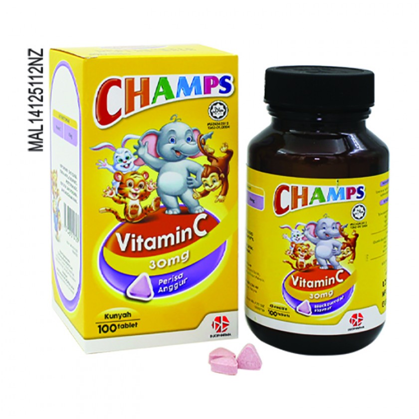 Champs Vitamin C 30mg Chewable Tablet (Blackcurrant) 100's